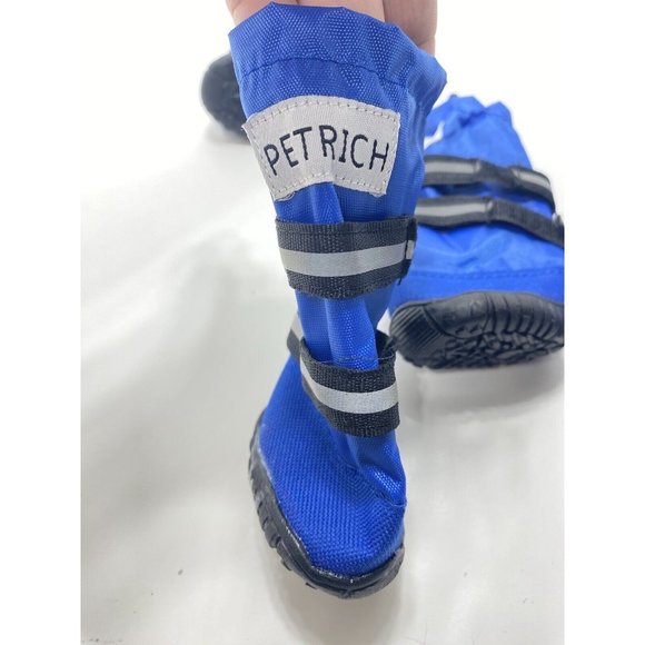 Xs Waterproof Boots/shoes For Small Dogs Xs Blue Hook & Loop Straps - Picture 5 of 7